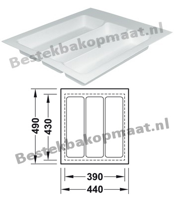 Kunststof bestekbak wit h757