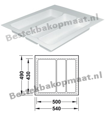 Kunststof bestekbak wit h766