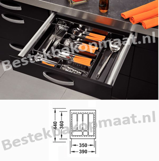 Trend zwart methalic print kunststof bestekbak