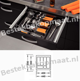 Trend zwart methalic print kunststof bestekbak