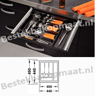 Trend zwart methalic print kunststof bestekbak