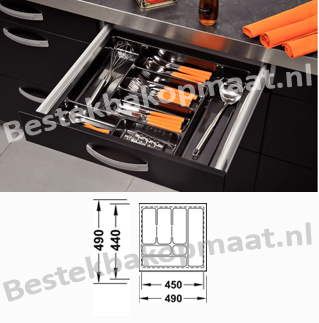 Trend zwart methalic print kunststof bestekbak